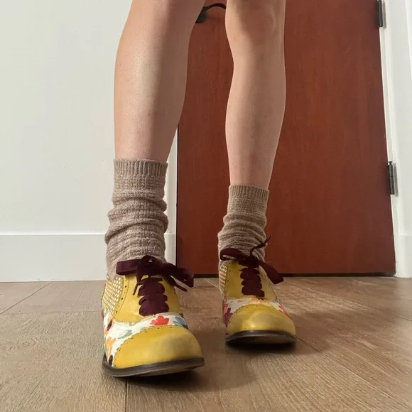 Irregular Choice Floral Yellow Oxford Shoes - Picture 3 of 8